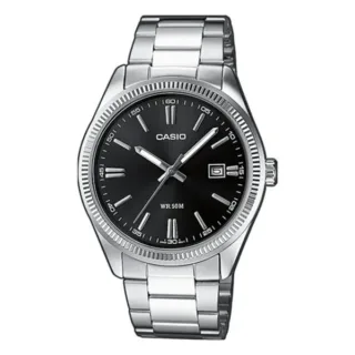 Casio Enticer MTP-1302D-1A1VDF Date Silver Chain Mens Watch