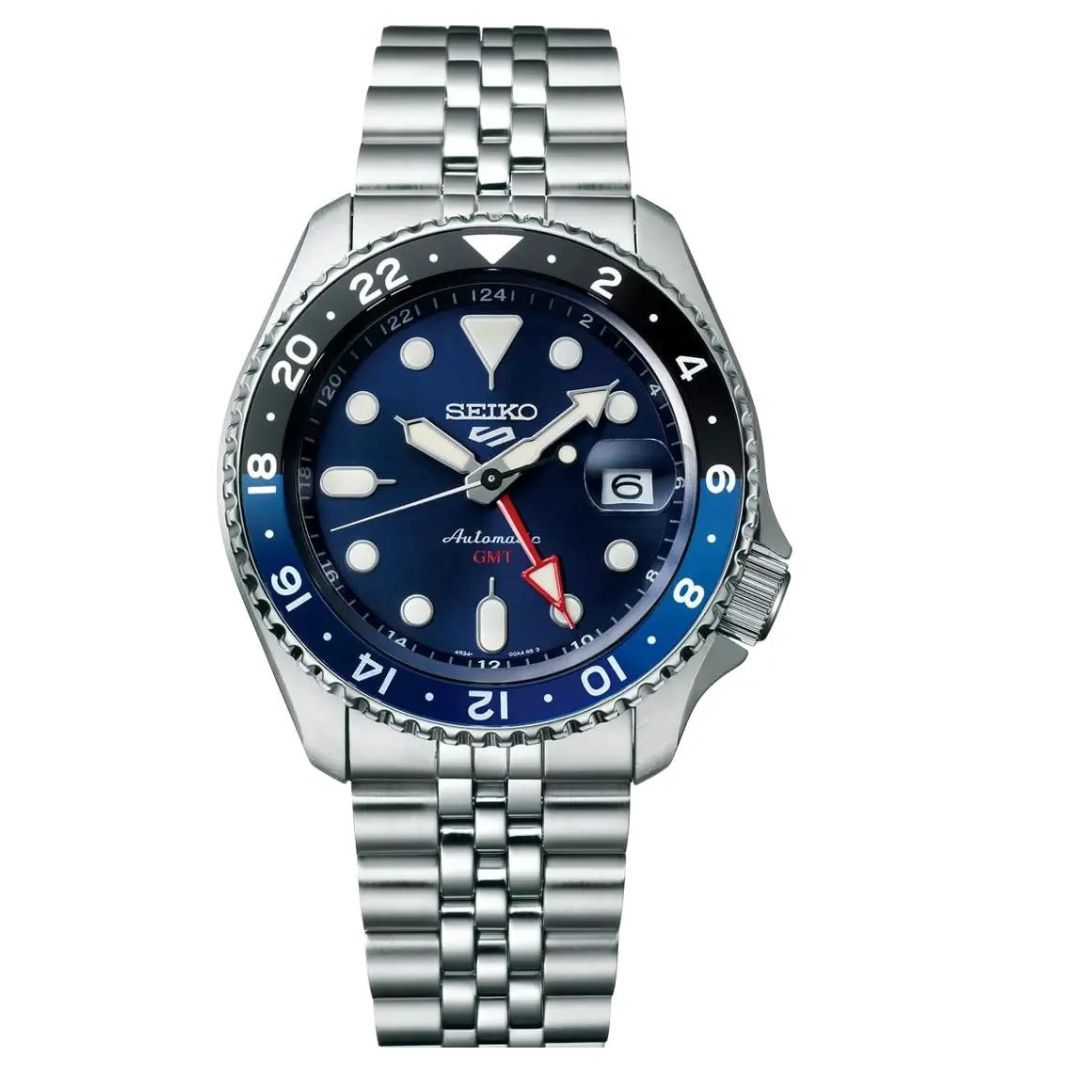 SEIKO 5 GMT SSK003K1 SPORTS STAINLESS STEEL AUTOMATIC BLUE DIAL MEN’S WATCH