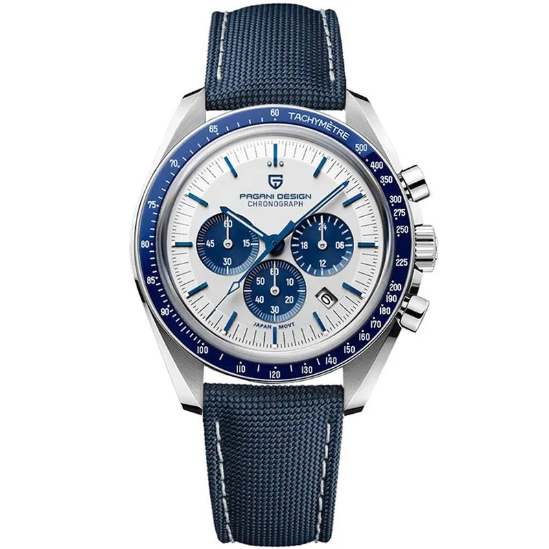 Pagani Design PD-1701 Moonwatch Blue Chronograph Leather Belt Men’s Watch