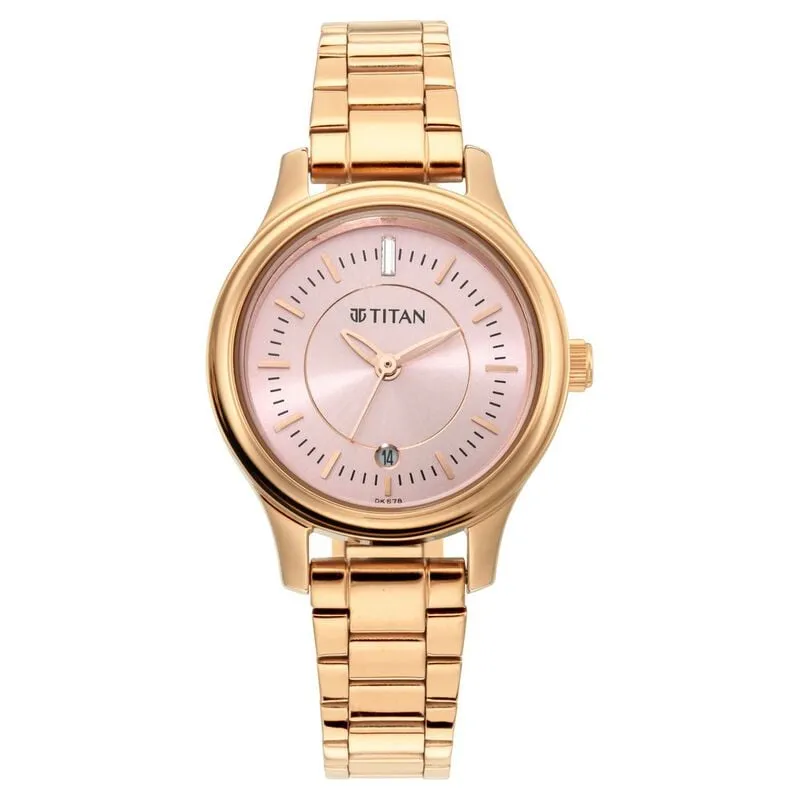 Titan NS2638WM01 Quartz Analog Rose Gold Silver Dial Women's Watch