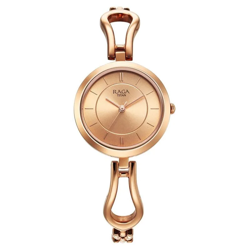 Titan 2727WM01 Raga Rose Gold Dial Analog Leather Belt Women's Watch
