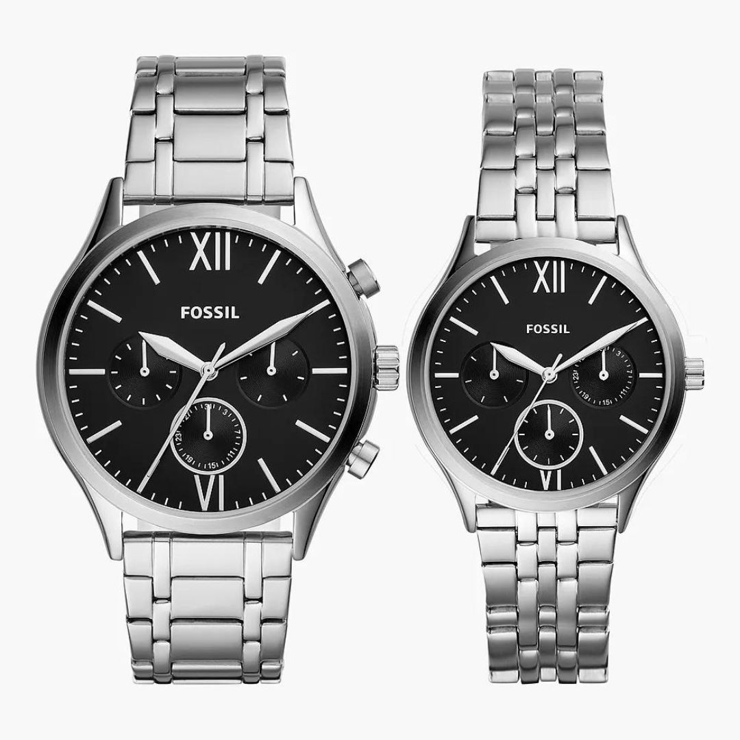 Fossil BQ2469SET His and Her Fenmore Multifunction Stainless Steel Watch (Watch Gift Set)