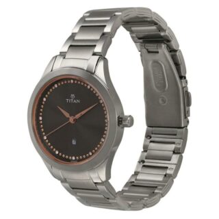 Titan 2570SM07 Workwear Quartz Analog Gray Dial Stainless Steel Women's Watch