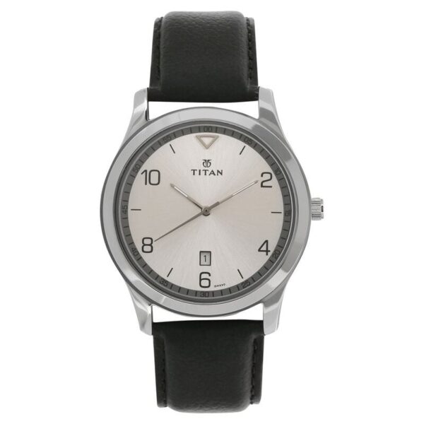 Titan 1770SL01 White Dial Analog Leather Strap Mens Watch