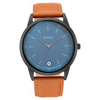 Titan 1899SL02 Refined Anthra Dial Analog with Date Leather Strap Mens Watch