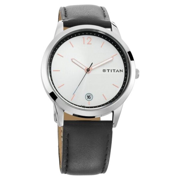 Titan 1806SL01 White Dial Leather Belt Analog Quartz Men's Watch