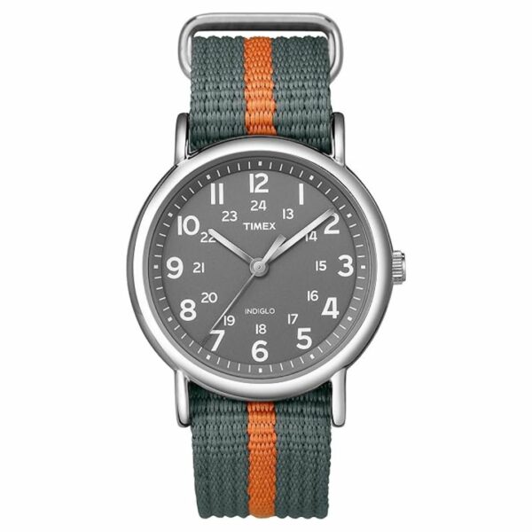 Timex T2N6499J Weekender Grey/Orange Stripe Analog Quartz Men's Watch