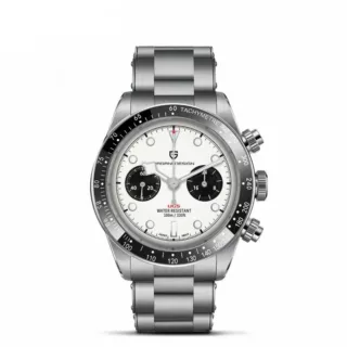 PAGANI DESIGN PD-1718 WHITE CHRONOGRAPH SILVER OYSTER CHAIN MEN'S WATCH